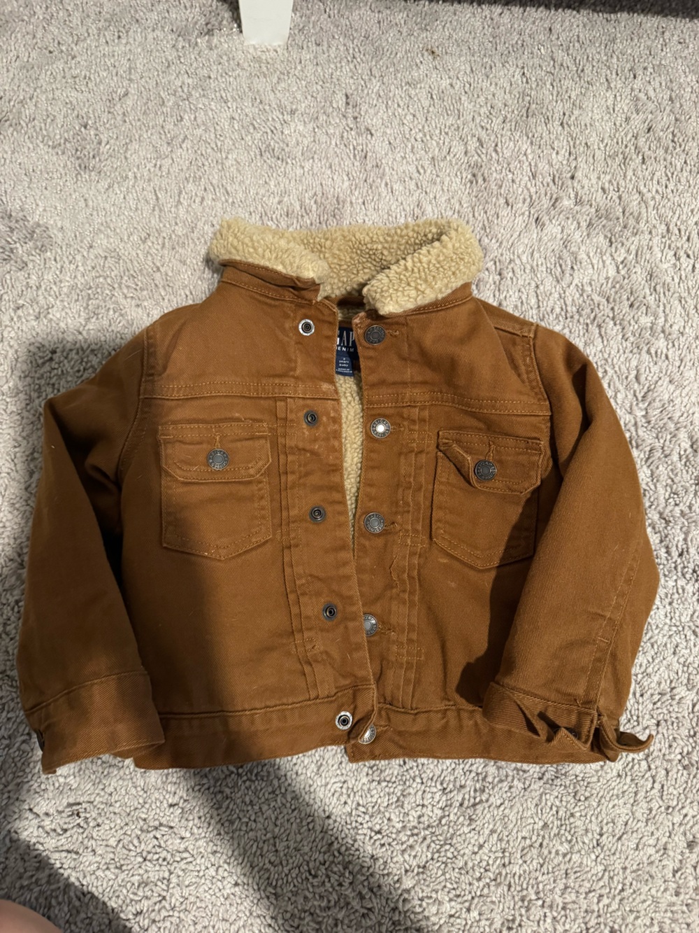 GAP Kids Tan Brown Sherpa-Trim Jean Jacket